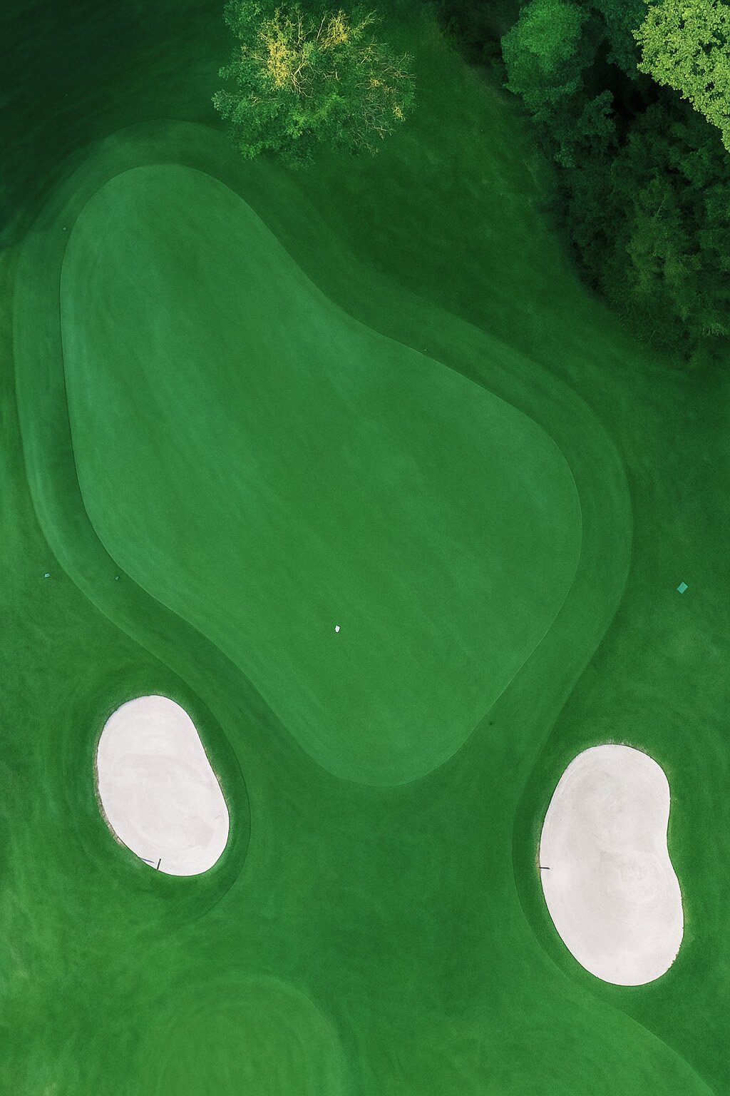 Top down foto van hole 1 Captain's drive uit de reeks Het Kasteel - RGCO